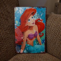 DISNEY "ARIEL" METAL SIGN.  12" X 8".  NEW.  PICKUP ONLY