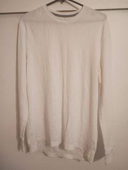 White Waffle Knit Long Sleeve Shirt