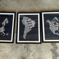 Framed 3 Print Map Series