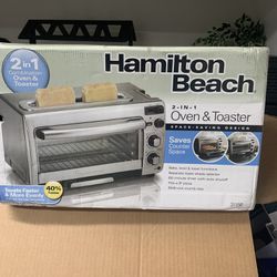 BRAND NEW IN BOX Hamilton Beach 2-in-1 Countertop Toaster Oven and Long Slot 2 Slice Toaster, NEVER OPENED 