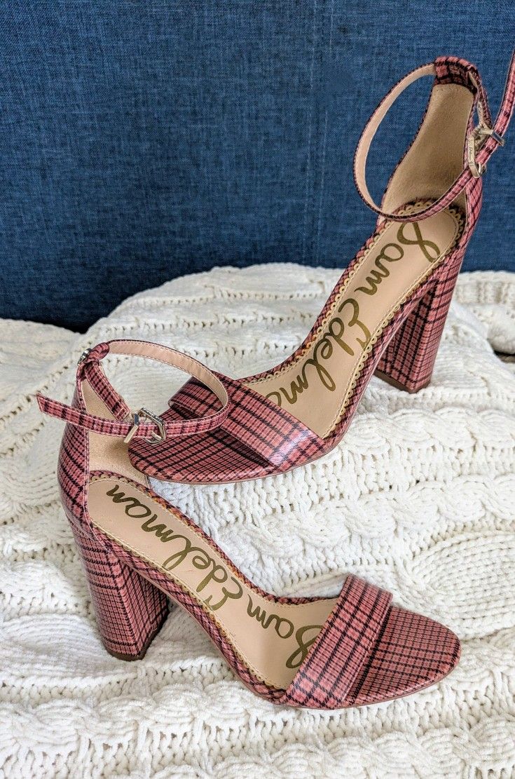 Sam Edelman Pink Plaid Women's 4" Heels size 6.5 worn twice