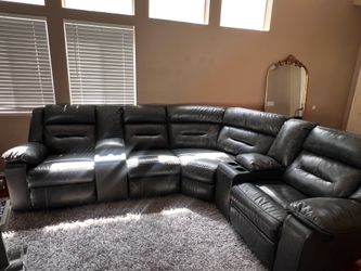 FREE Dark Grey Reclining Sectional with Cup Holders