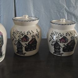 Home And Garden Party Vintage Birdhouse Canister Set