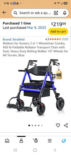 Walker & wheel chair 2 in 1 combo