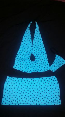 3 piece bikini with micro mini skirt