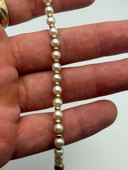 Pearl & 14K Yellow Gold Bracelet, 180mm, 5.46g