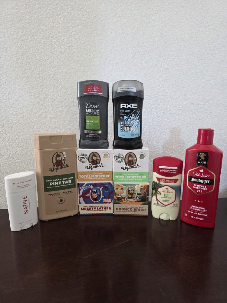 HUGE BUNDLE Dr Squatch Dove mens axe soap deodorant