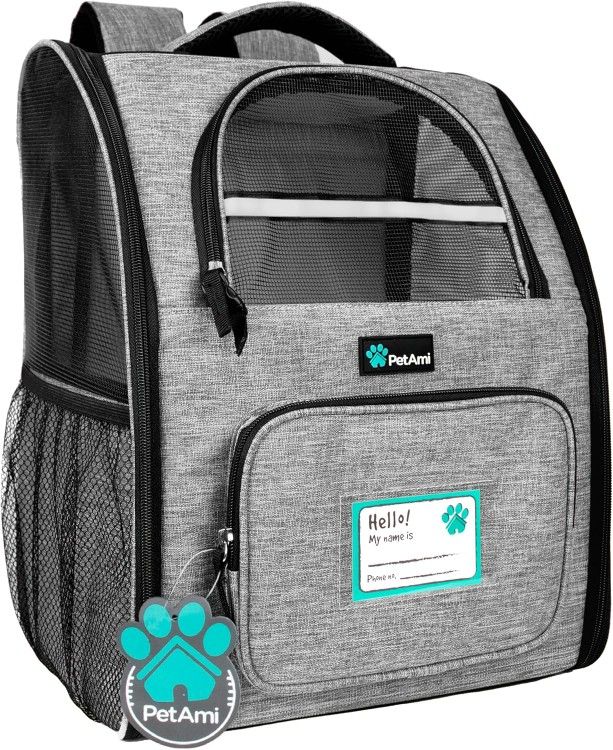 PetAmi Deluxe Pet Backpack Carrier β Heather Gray | Ventilated, Airline-Friendly, Small Dogs & Cats