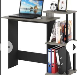 Furinno Efficient Desk, 28.6" Wide, Oak/Black