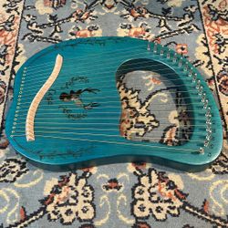 Turquoise Handcrafted Lyre Musical Instrument 