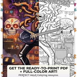 Free-Coloring Page - Rockin’ Skull Sample