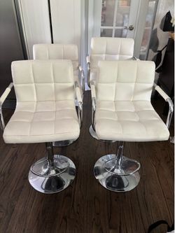 4 faux leather counter bar stools adjustable height