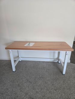 NEW 5FT Solid Wood Top Garage Workbench / Industrial Desk – Adjustable Height