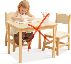 Set of 2 Chair Easy-to-clean toddler chair Smooth, rounded edges; suitable for classrooms, daycares, and home use Please note: The tabletop is not in