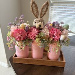 Easter Floral Mason Jar Centerpiece 