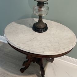 Antique Victorian Oval Marble Top Table