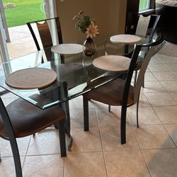 Kitchen Table Set With Six Chairs Glass And Metal