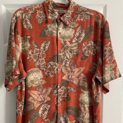 Tommy Bahama Men's Hawaiian Shirt , Size M, Rust & Gray Colors 
