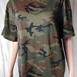 Camo Short Sleeve T Shirt Woman Small H&M