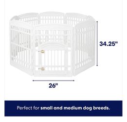 8-Panel Plastic Dog Playpen, White