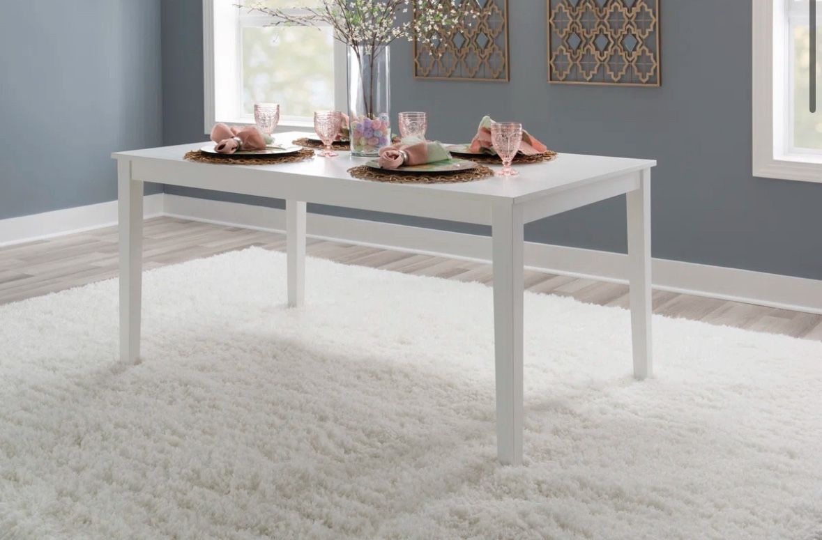 Acacia Solid Wood White Dining Table