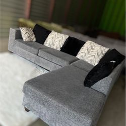 Used Grey Sectional Sofa Couch (DELIVERY AVAILABLE)