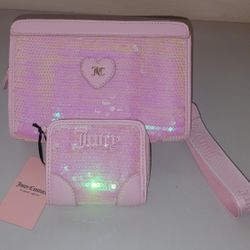 Juicy Couture Pink Wristlet & Small Wallet Set