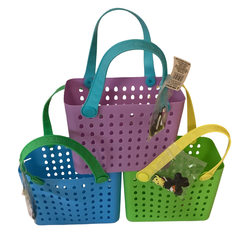 Viral Dupe Bog Easter Tote Bags With Charms 3pcs, (Yellow, Green, & Purple) New