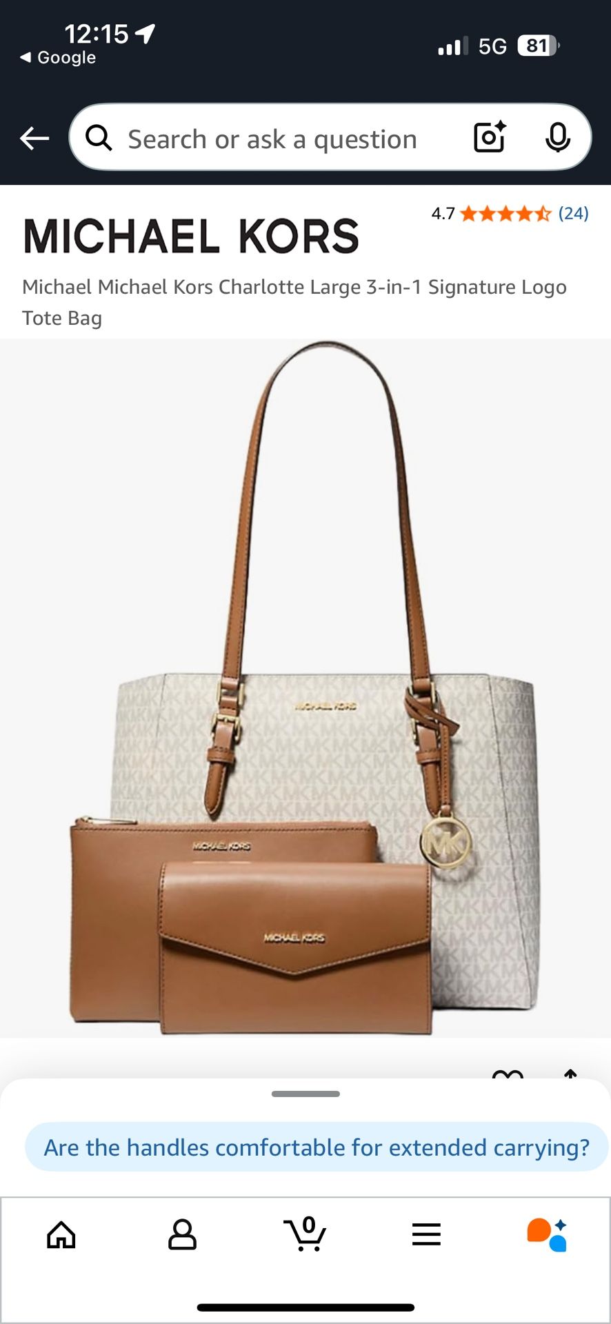 Michael Michael Kors Charlotte Large 3-in-1 Signature Logo Tote Bag