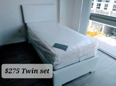 $275 Twin Bed Frame With Mattress And Boxspring Brand New Free Delivery