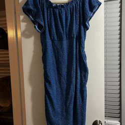 Blue Maternity Dress Size Large 