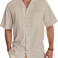 Men’s 2x Alimens & Gentle  Linen Shirts Cotton Hawaiian Shirt