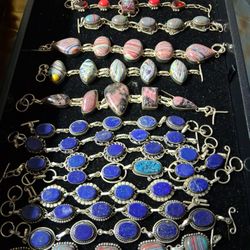 STERLING SILVER AND STONE BRACELETS 