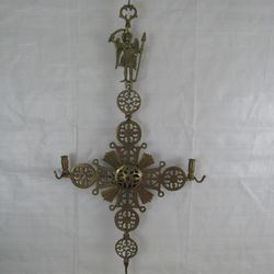 Byzantine Orthodox Vintage Solid Brass Wall Hanging Cross 28" Tall


