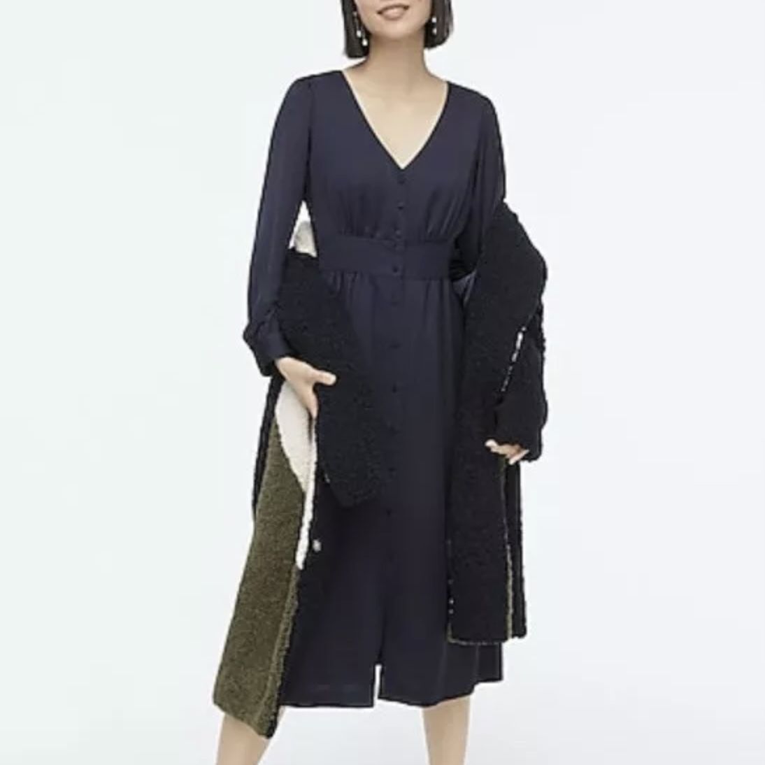 j crew button front a line midi dress J Crew Button Front A Line Midi Dress 4P Petite