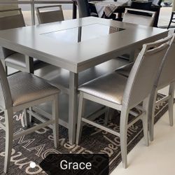 Tommy silver with glass top Table no credit check 🚚delivery option $1049