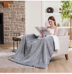 Heated Blanket Electric Throw 50''X60'',Soft Flannel Sherpa Heating Blanket 10 Heating levels,4 Hours Auto Off,Fast Heating,Even Heat,ETL Certified,Ma
