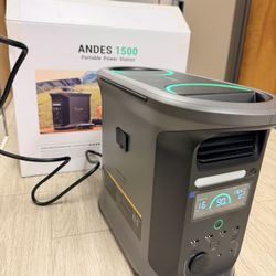 AMPACE Andes 1500 Power Station 2400W, 1462Wh Solar Generator, 1800W AC Charging, AC Outlets x 4, LiFePO4 Battery Power Station for Home Backup, Campi