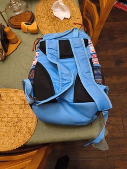 Blue Backpack with Tribal Pattern