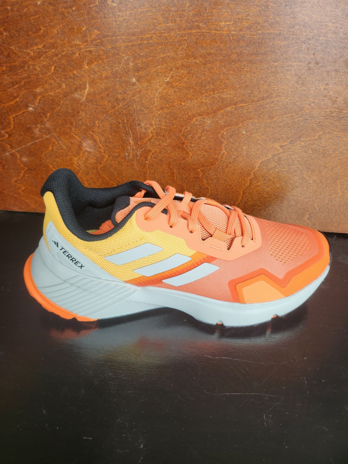 Orange and Grey Adidas Terrex Soulstride trail running shoes. Size 8W