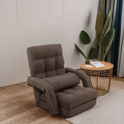 New FLOGUOR 14-Position Adjustable Floor Chair, Chaise Lounge Indoor, Folding Lazy Sofa W/ Armrests and a Pillow Padded Adults Gaming Chairs for Livin
