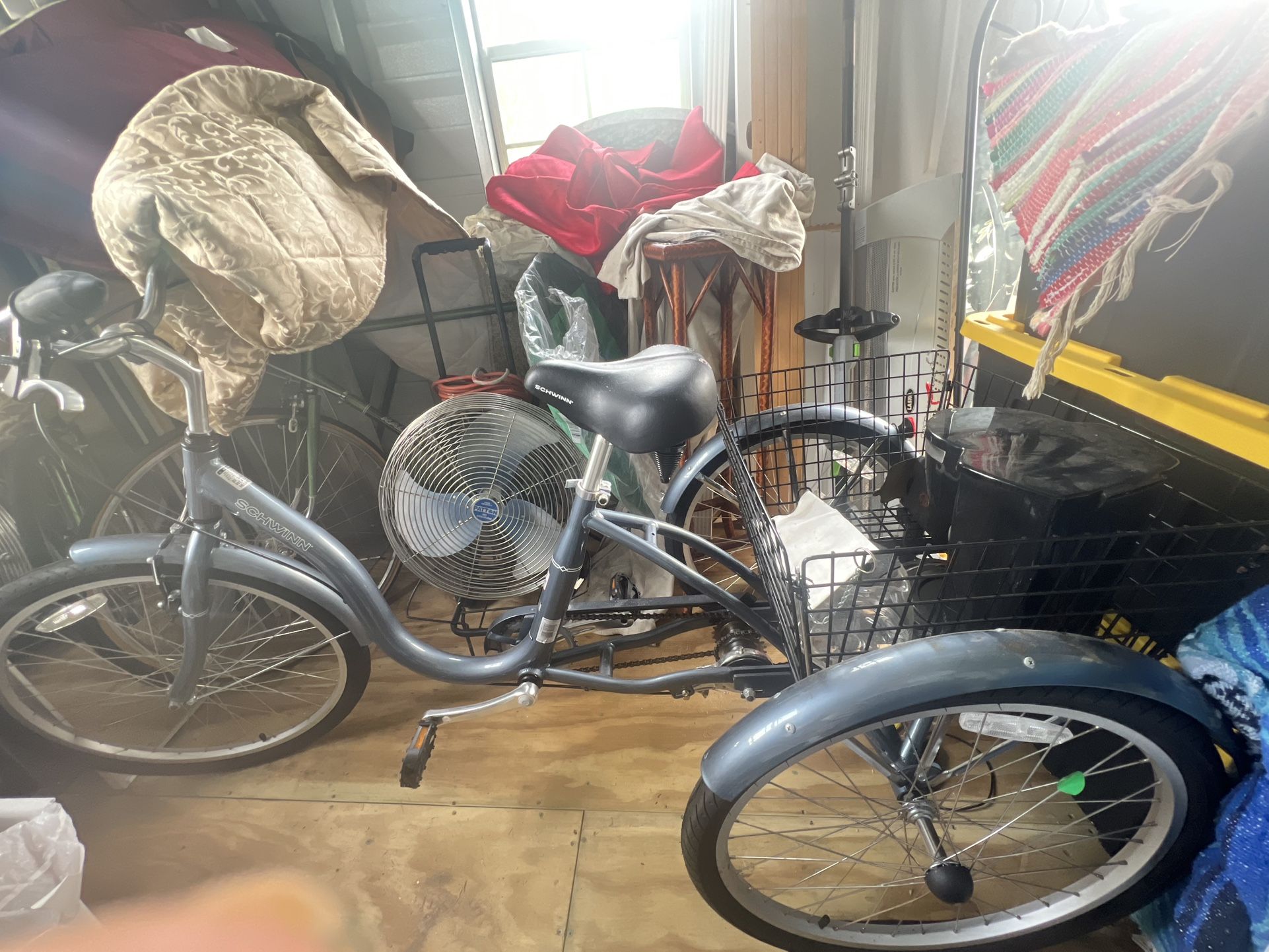 Schwinn Meridian Adult Tricycle Bike, Three Wheel Beach Cruiser, 24 & 26-Inch Wheels, Low Step-Through Aluminum Frame, Adjustable Handlebars, Large Cr
