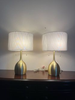 Pair of Brushed Gold Table Lamps