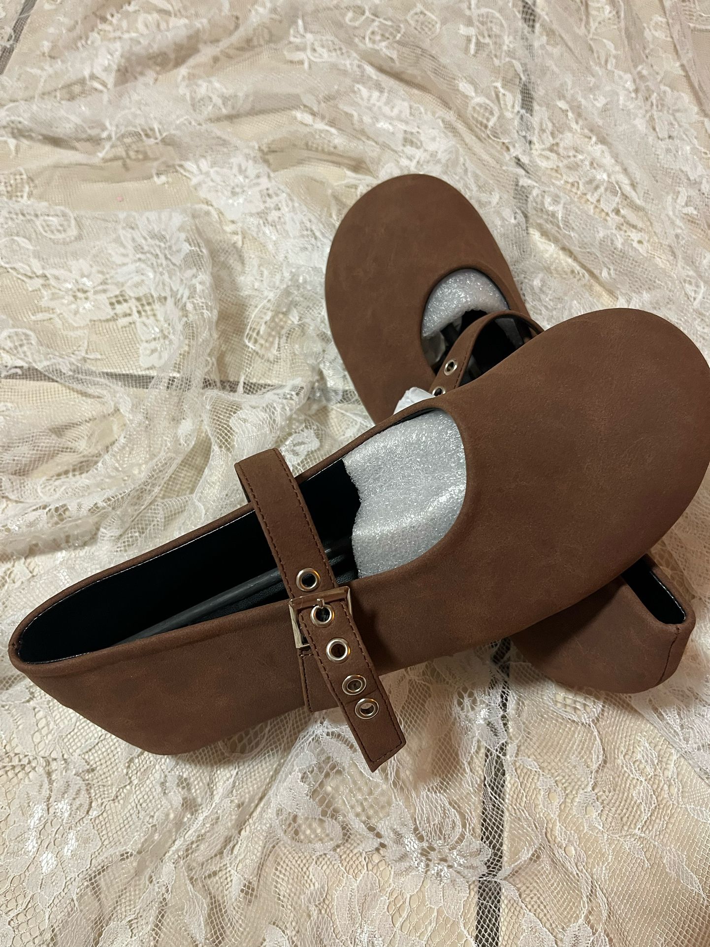 Suede Brown Mary Jane Flats
