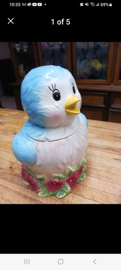 Retro vintage Blue bird cookie jar