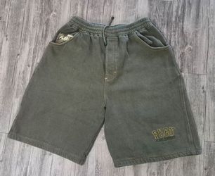 Mens FUBU Baggy Sweat Shorts Streetwear Hip Hop 2XL Olive Green