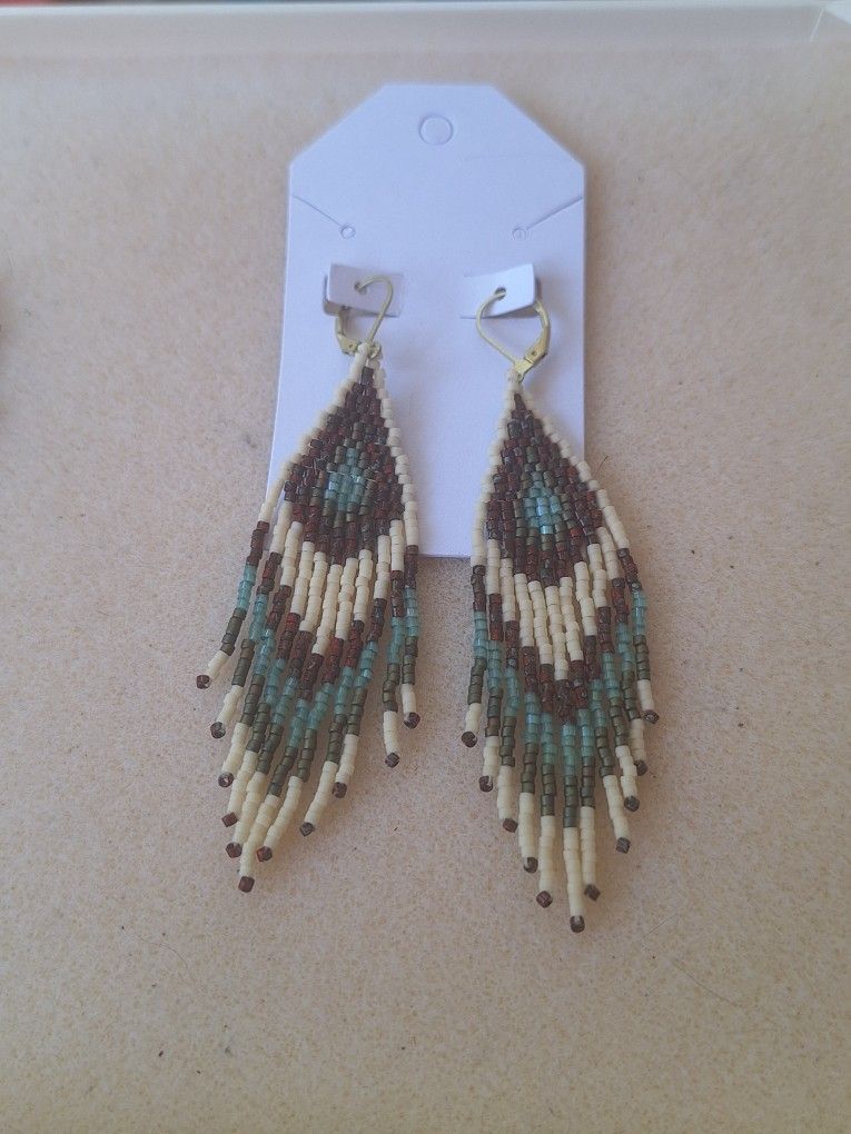 Handmade Beaded Boho Fringe Earrings