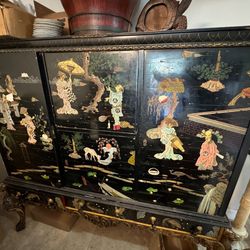 Chinoiserie Cabinet Vintage/antique (Large) - Available For Pick Up Friday In The Gables
