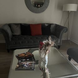 Suede Couch & Single Chair 