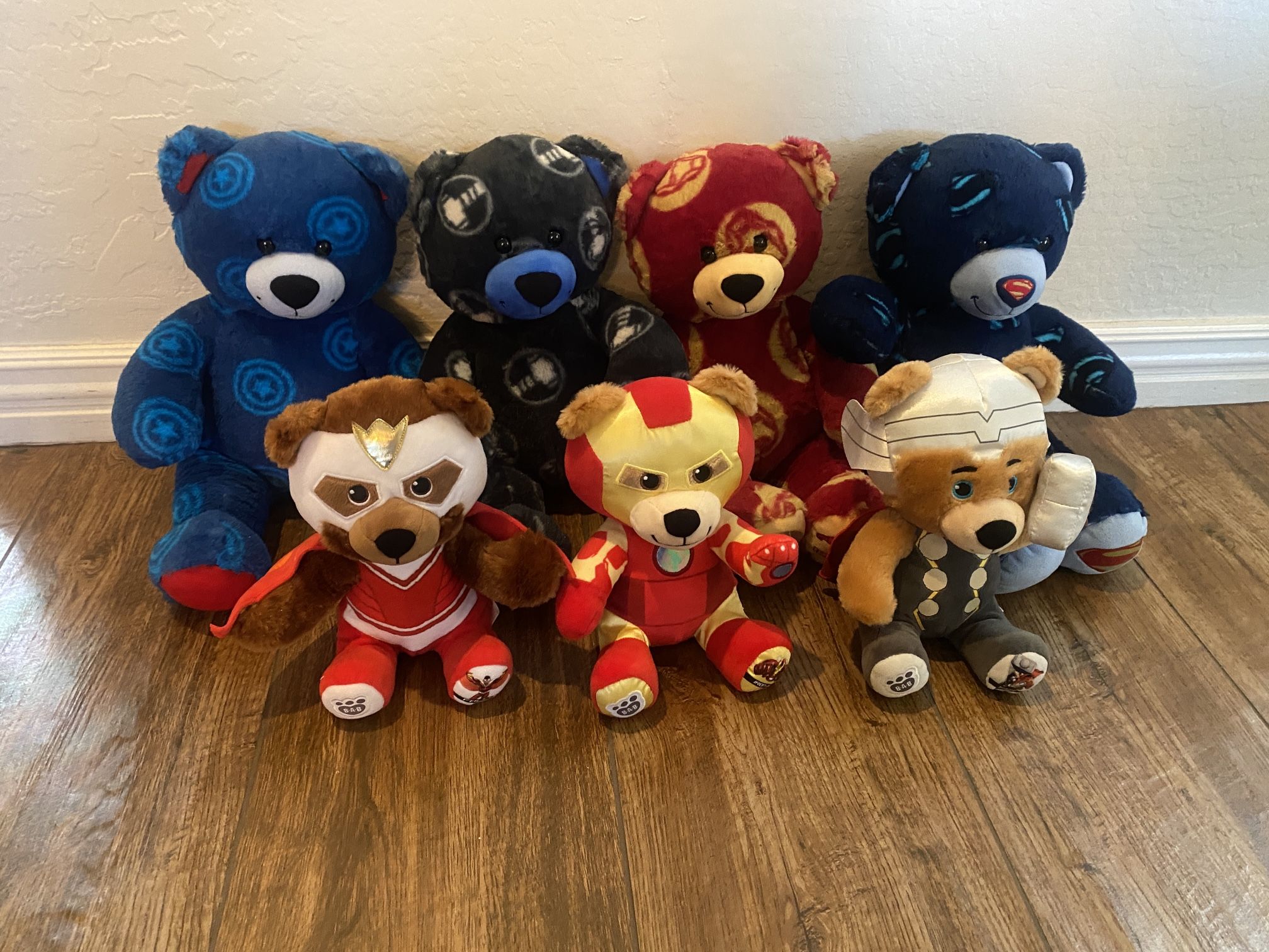 Lot Of 7 Build-A-Bear Superhero Bears - Marvel & DC - Excellent Used Condition